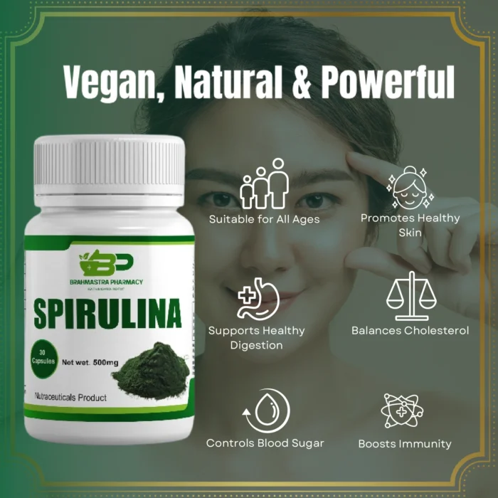 Spirulina Capsules – 500mg 30 Capsules - Image 2