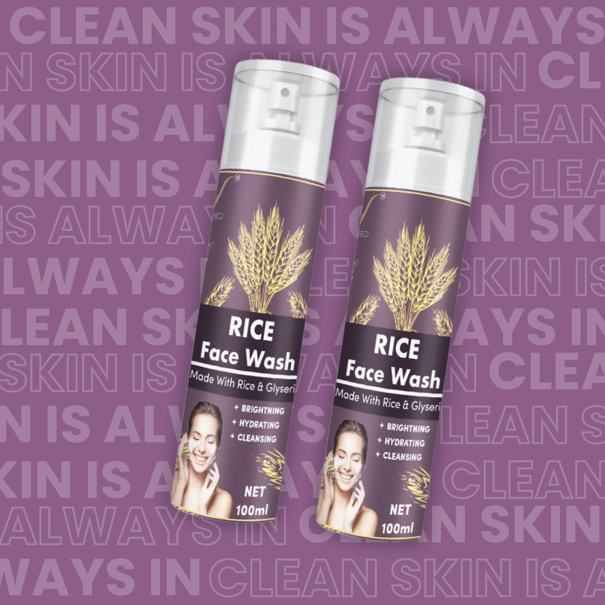 RV Rice Face Wash – Brightening & Hydrating Cleanser with Rice & Glycerin (100ml) - Image 3